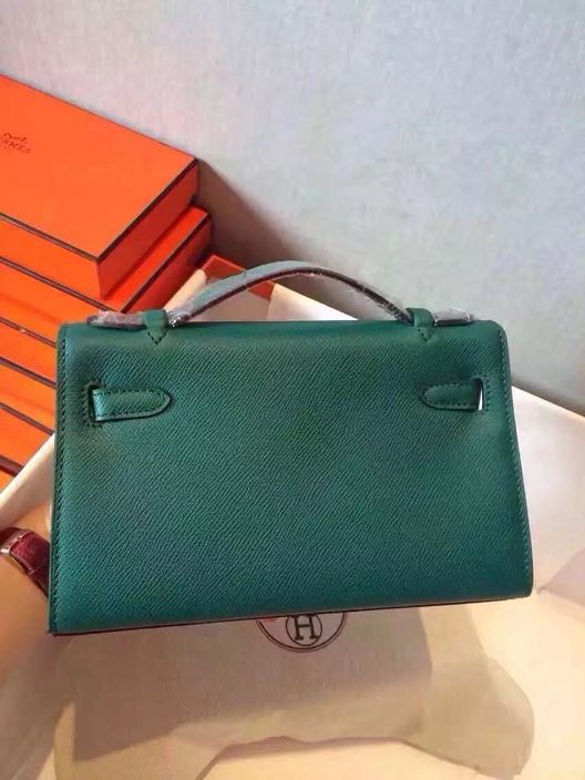 2017 hermes original epsom leather mini kelly 22 clutch K012 green