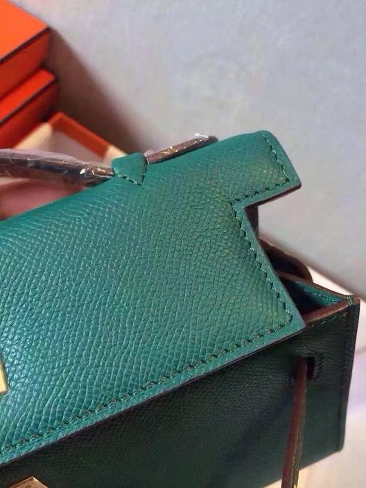 2017 hermes original epsom leather mini kelly 22 clutch K012 green