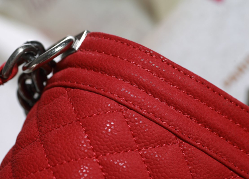 CC original grained leather le boy flap bag medium 67086 red