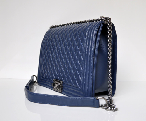 CC original lambskin jumbo le boy flap bag 67088 navy blue