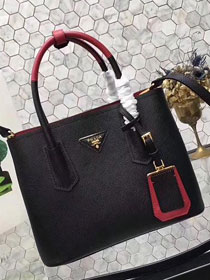 Prada saffiano lux tote original leather bag bn2756 black&red