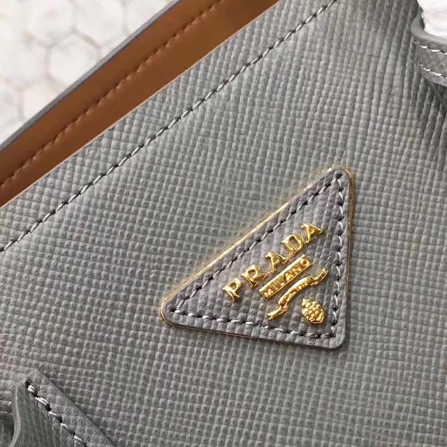 Prada small saffiano lux tote original leather bag bn2754 gray&tan