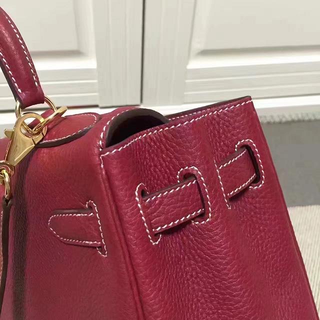 Hermes imported togo leather kelly 28 bag K0028 burgundy