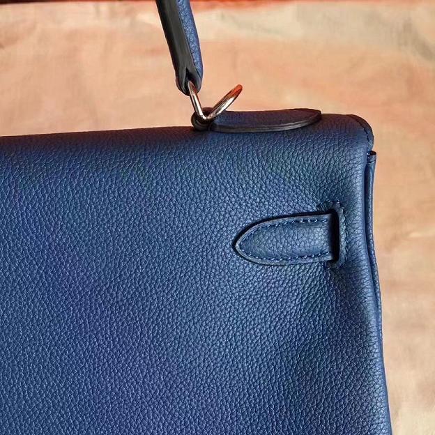 Hermes original togo leather kelly 28 bag K28 deep blue