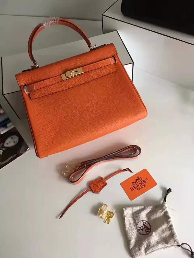 Hermes togo leather kelly 28 bag K028 orange