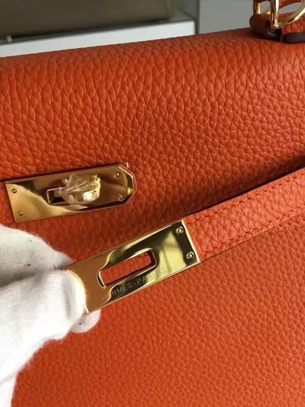 Hermes togo leather kelly 32 bag K032 orange