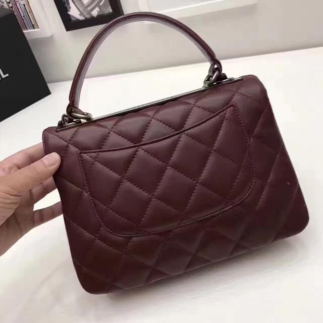 2017 CC original lambskin top handle flap bag A92236 burgundy