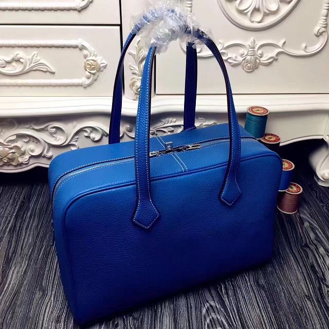 Hermes original clemence leather victoria fourre-tout 35 bag V35 royal blue