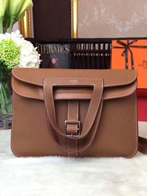Hermes original togo leather halzan 31 bag H031 coffee