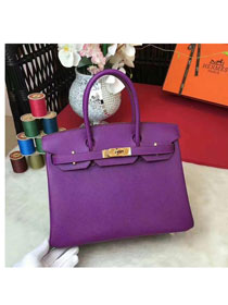 Hermes original epsom leather birkin 25 bag H25 purple