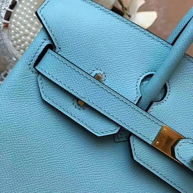 Hermes original epsom leather birkin 25 bag H25 skyblue 