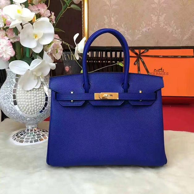 Hermes original epsom leather birkin 30 bag H30 royal blue