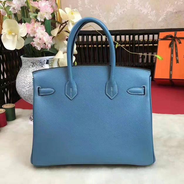 Hermes original epsom leather birkin 35 bag H35-3 denim blue