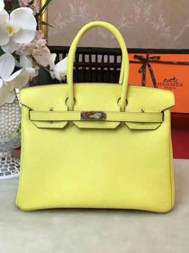 Hermes original epsom leather birkin 35 bag H35-3 lemon yellow
