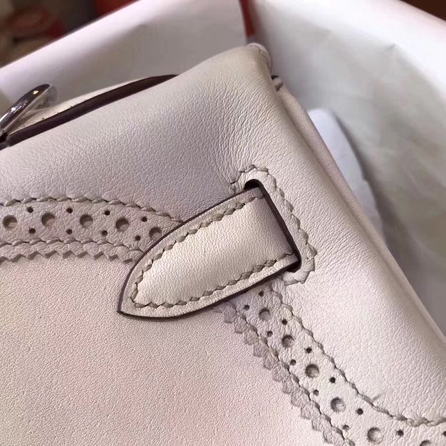 Hermes original handmade togo leather kelly 32 bag K320 white