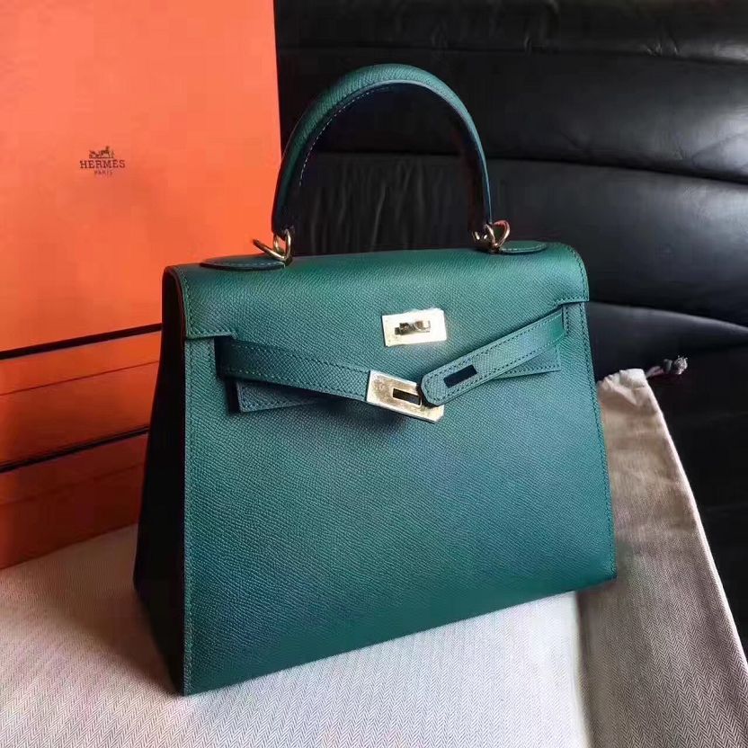 Hermes original epsom leather kelly 28 bag K28-1 vert fonce