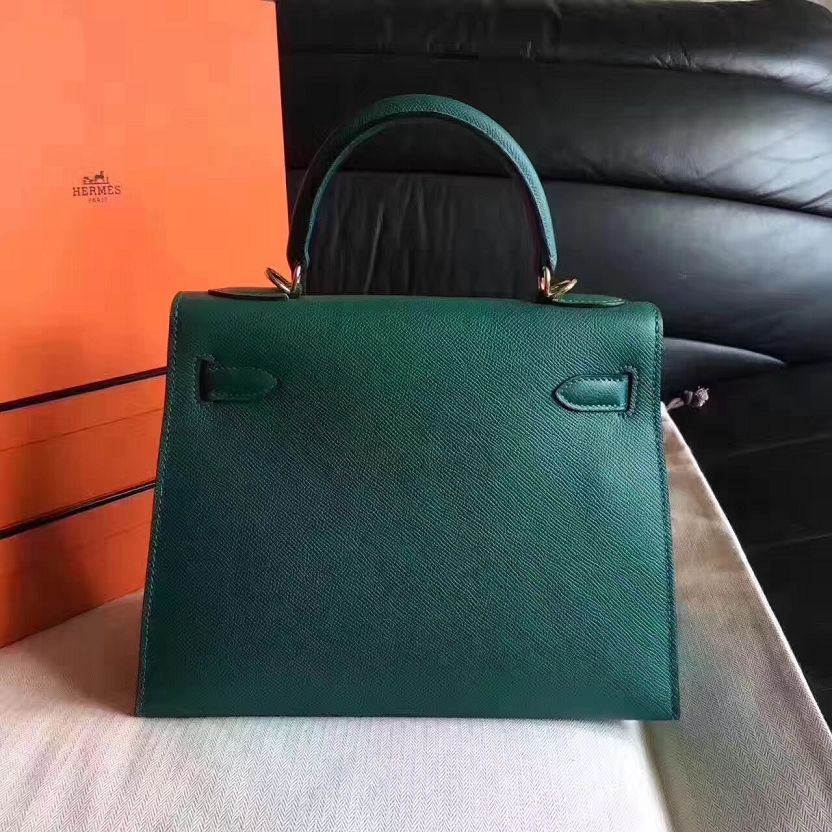 Hermes original epsom leather kelly 28 bag K28-1 olive