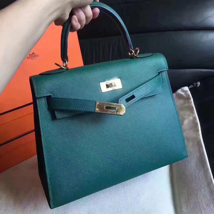 Hermes original epsom leather kelly 28 bag K28-1 vert fonce