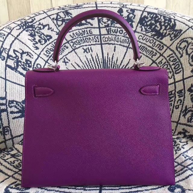 Hermes original epsom leather kelly 25 bag K25-1 purple
