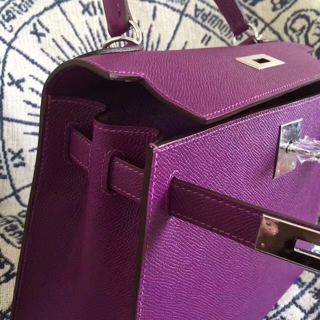 Hermes original epsom leather kelly 25 bag K25-1 purple