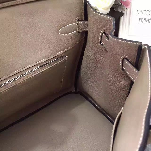Hermes original togo leather birkin 25 bag H25-1 light grey