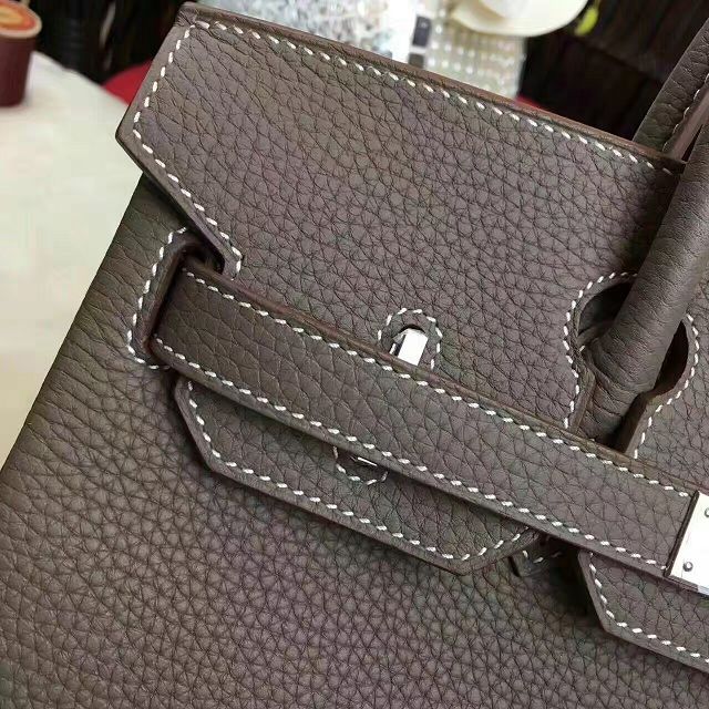 Hermes original togo leather birkin 25 bag H25-1 gray