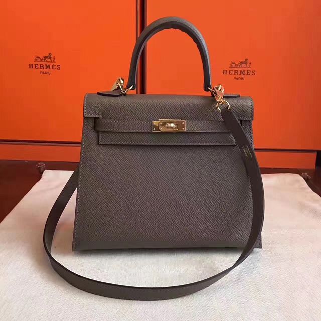 Hermes original epsom leather kelly 28 bag K28-1 dark gray