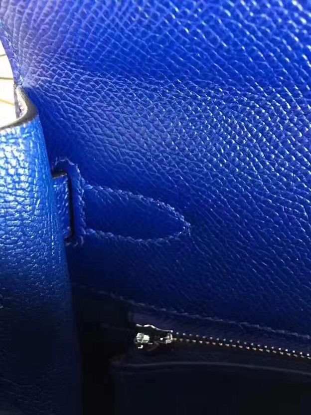 Hermes original epsom leather kelly 28 bag K28-1 electric blue