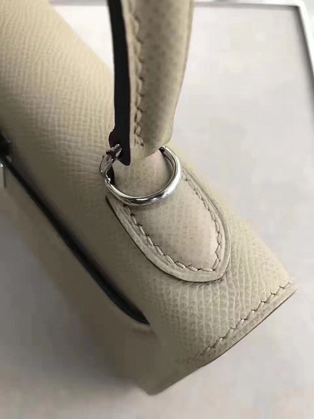 Hermes original epsom leather kelly 28 bag K28-1 light gray