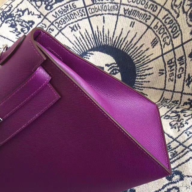 Hermes original epsom leather kelly 28 bag K28-1 purple