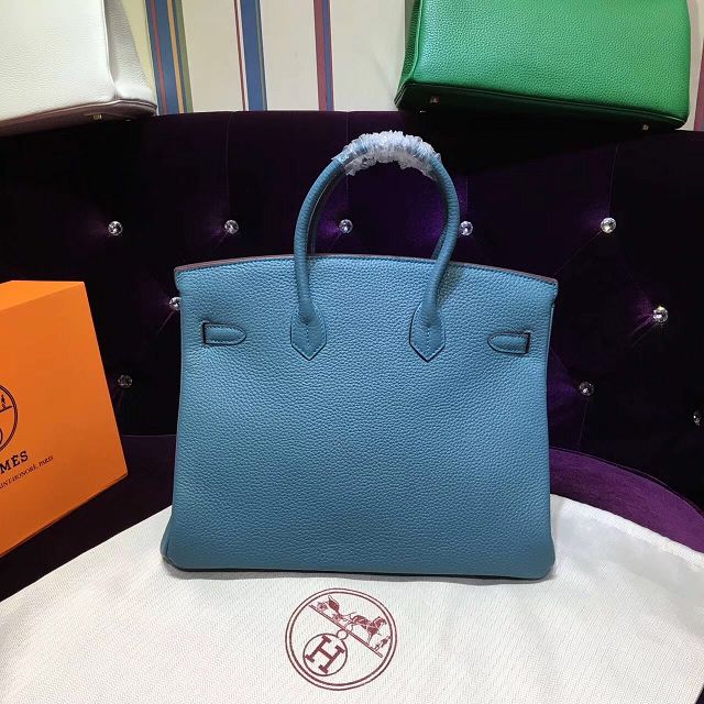 Hermes top togo leather birkin 25 bag H25-2 blue