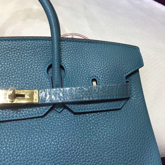 Hermes top togo leather birkin 25 bag H25-2 blue