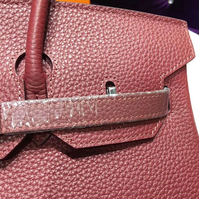 Hermes top togo leather birkin 25 bag H25-2 burgundy