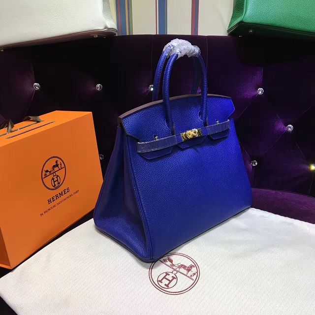 Hermes top togo leather birkin 25 bag H25-2 electric blue