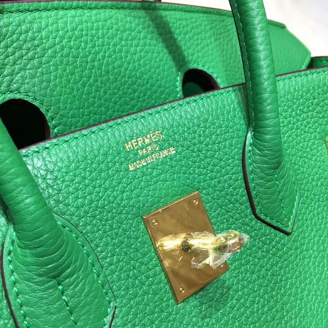 Hermes top togo leather birkin 25 bag H25-2 green