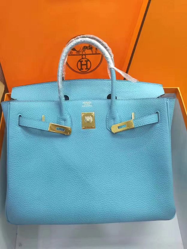 Hermes top togo leather birkin 25 bag H25-2 sky blue