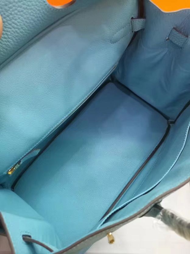 Hermes top togo leather birkin 25 bag H25-2 sky blue