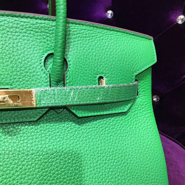 Hermes top togo leather birkin 30 bag H30-2 green