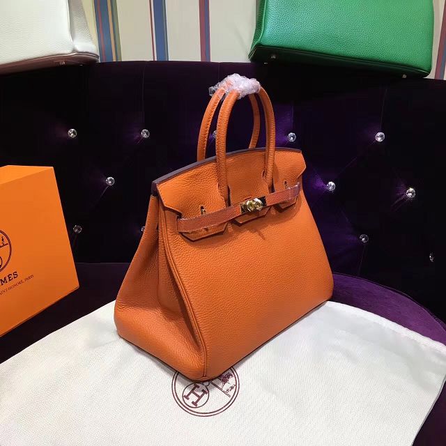 Hermes top togo leather birkin 30 bag H30-2 orange