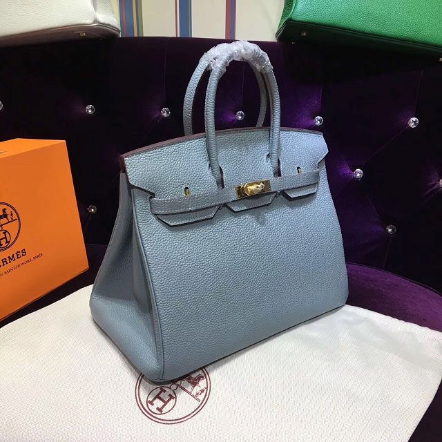 Hermes top togo leather birkin 35 bag H35-2 light blue