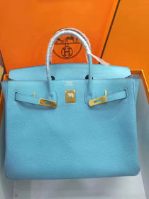 Hermes top togo leather birkin 35 bag H35-2 sky blue