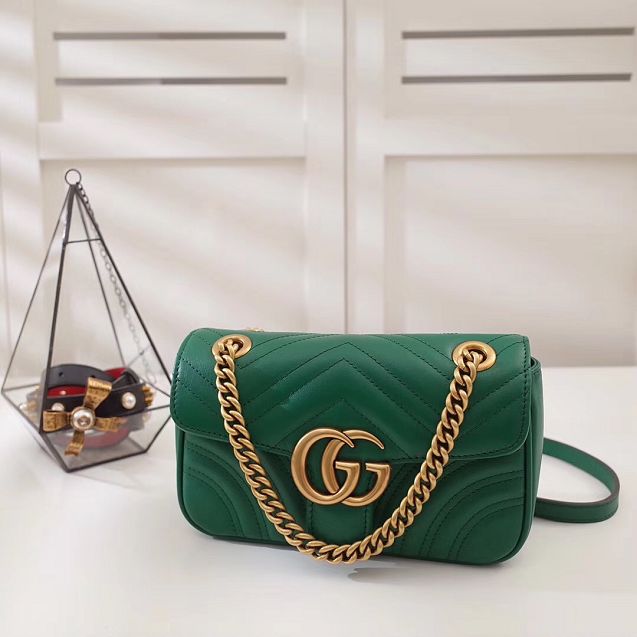 GG original calfskin marmont mini bag 446744 green