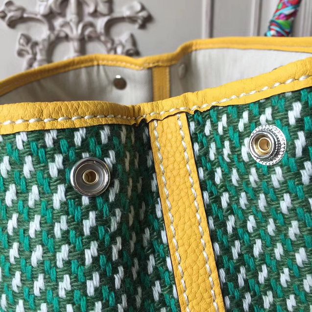 Hermes hand-made original wollen fabric garden party 30 bag G030 yellow&green