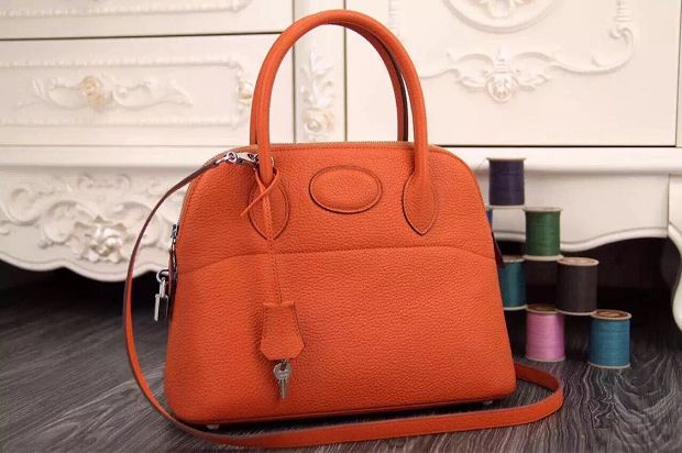 Hermes original togo leather small bolide 27 bag B027 orange