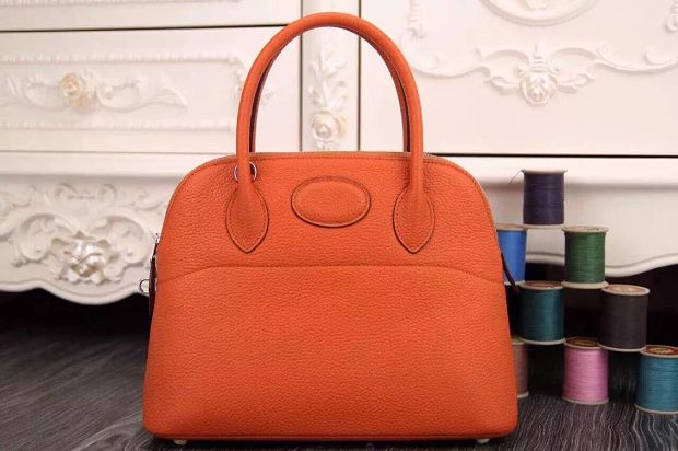 Hermes original togo leather small bolide 27 bag B027 orange