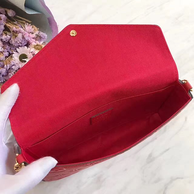 Louis vuitton original monogram empreinte pochette felicie M64065 red