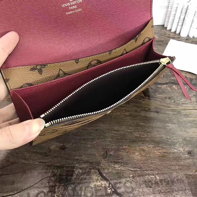 Louis Vuitton monogram reverse emilie wallet m60696 burgundy