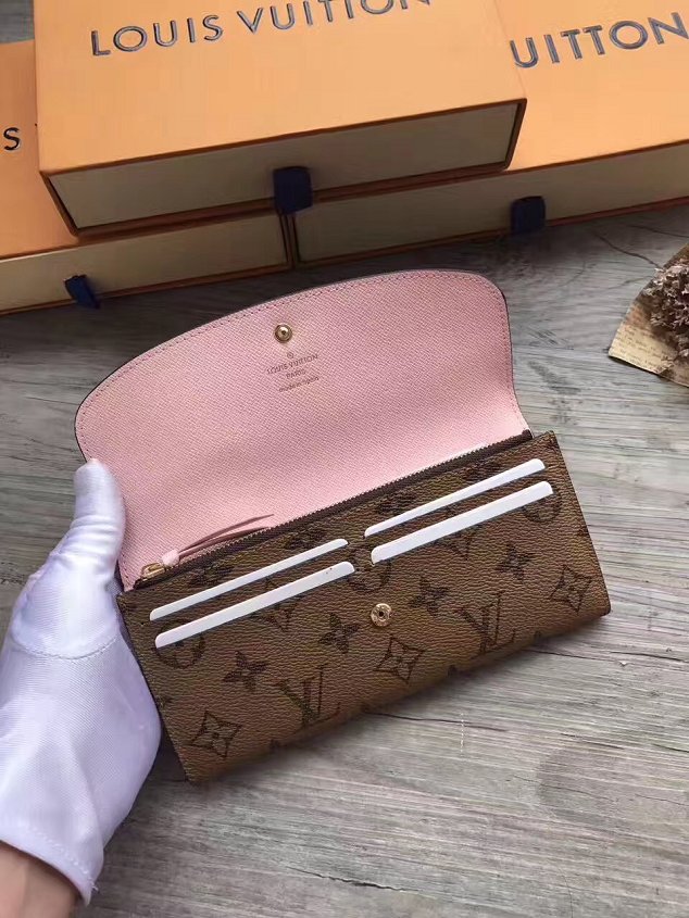 Louis Vuitton monogram reverse emilie wallet m60696 pink