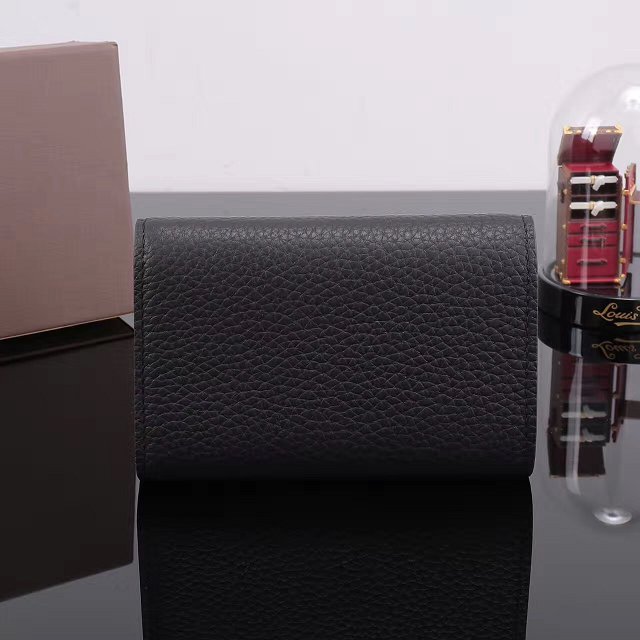 Louis vuitton calfskin capucines compact wallet M62157 black
