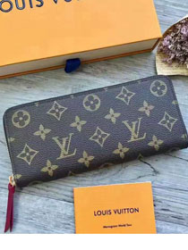 Louis vuitton monogram canvas clemence wallet m60742 burgundy